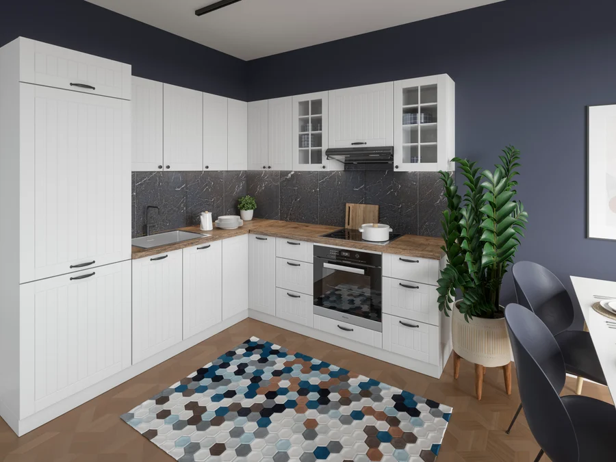 Lora kitchen by Layman: Routed matt fronts with gold or black handles and knobs (View 8)