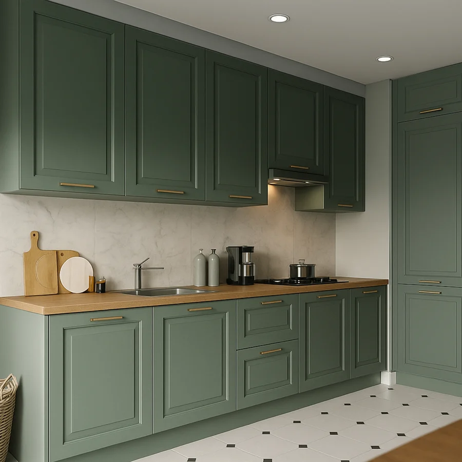 Vera kitchen by Layman: Lacquered Barcelona or Malaga frames with glazing-bar cabinets (View 3)