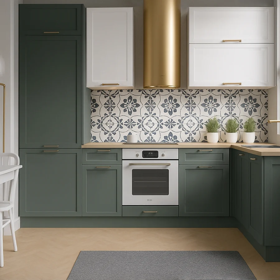 Navia kitchen by Layman: Slab and 5 cm framed fronts in one kitchen, open units and glazed cabinets (View 3)