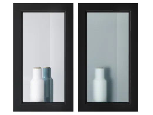 Clear glass in the display cabinets