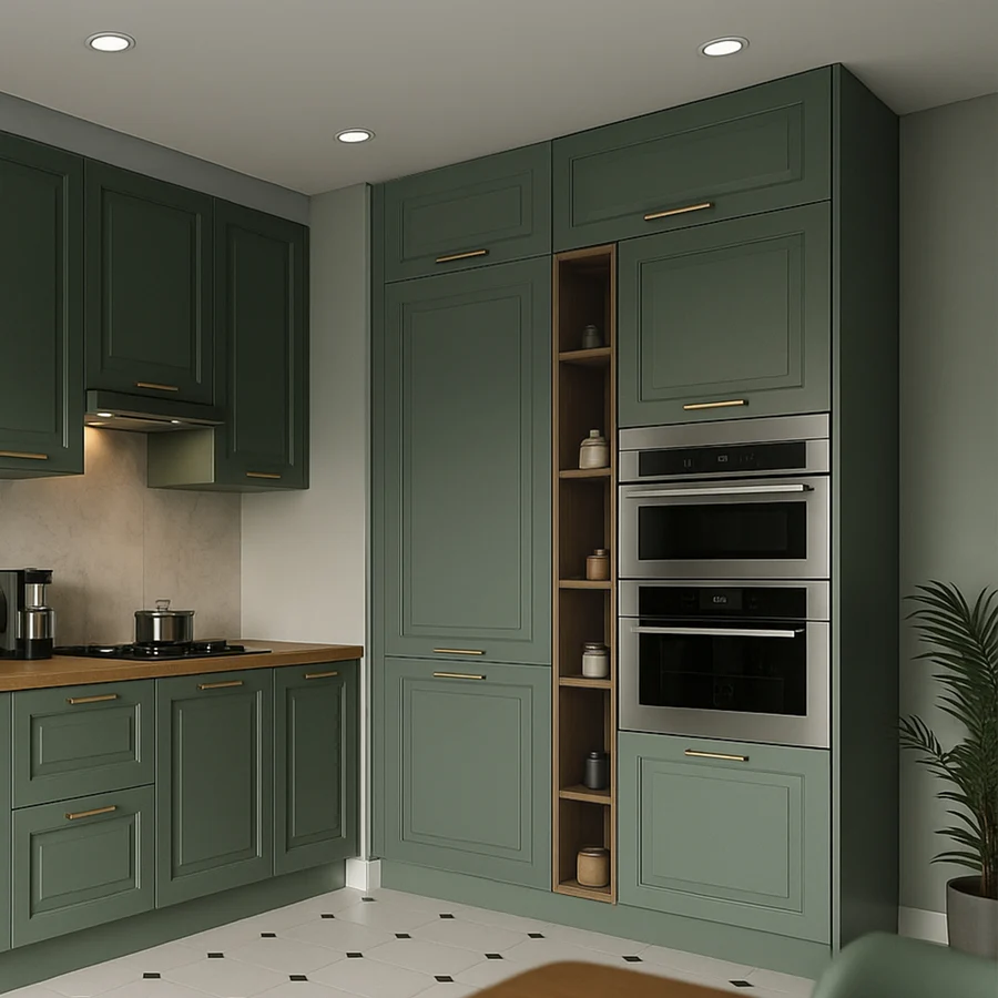 Vera kitchen by Layman: Lacquered Barcelona or Malaga frames with glazing-bar cabinets (View 6)